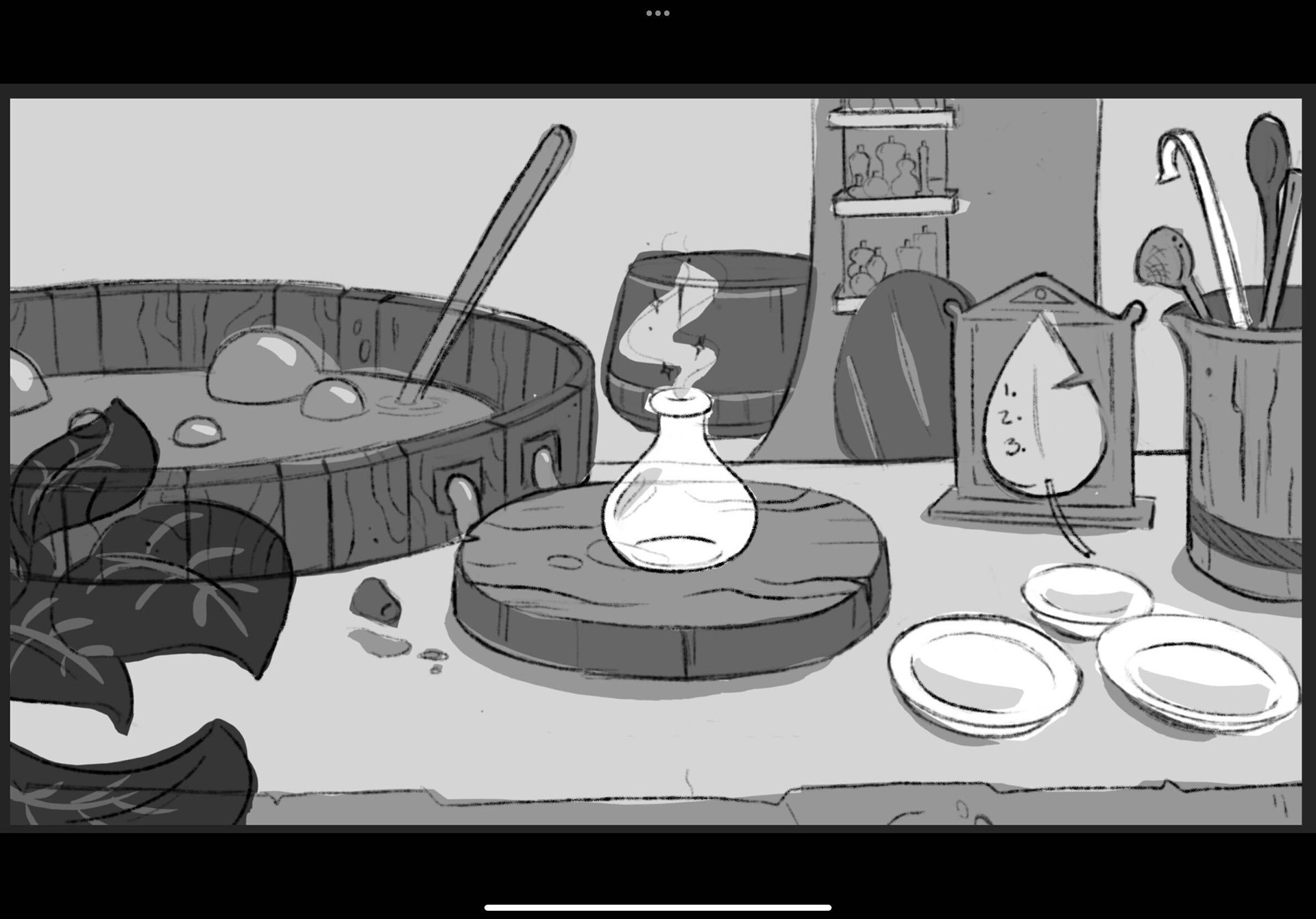 Black and white version of potion background